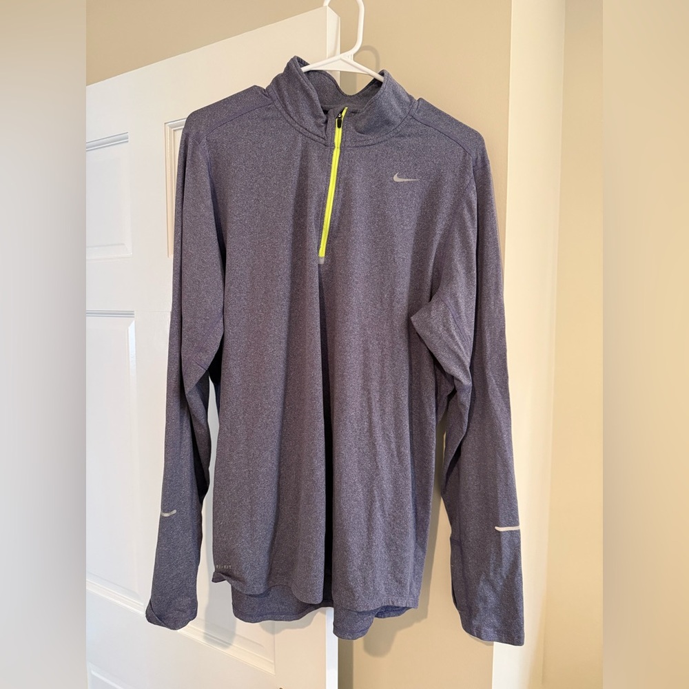 Nike Purple Heather Quarter-Zip with Neon Yellow Zipper